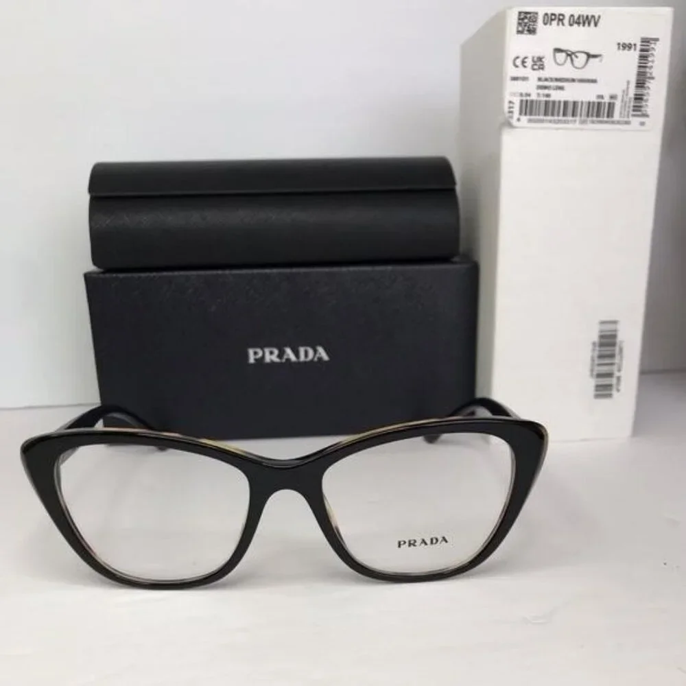 Authentic New PRADAPR 04WV black and medium havana
